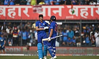 Blazing centuries from skipper Rohit Sharma and fellow opener Shubman Gill took India to a formidable 385-9