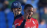 Chris Jordan celebrates a wicket