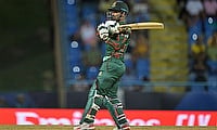 Bangladesh's Litton Das plays a shot