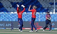 England's Lauren Bell celebrates