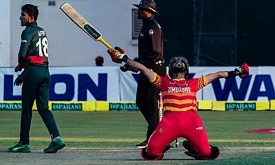 Zimbabwe's Sikander Raza celebrates