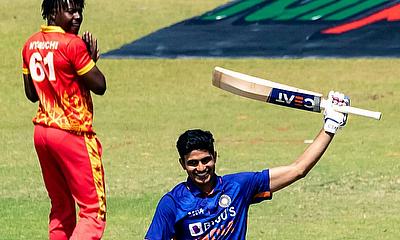 Shubman Gill celebrates his century