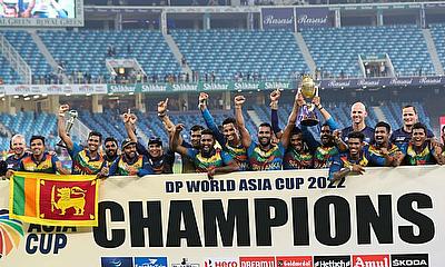 Sri Lanka celebrate their Asia Cup win