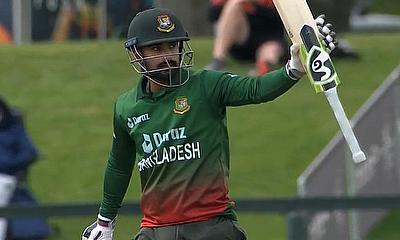 Bangladesh's Liton Das celebrates his half century