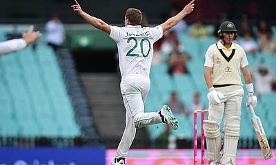 Anrich Nortje celebrates