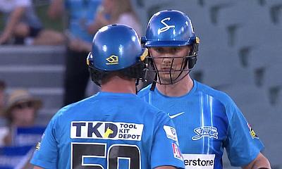 Chris Lynn and Adam Hose in action for Adelaide Strikers