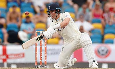 Dan Lawrence in action for England