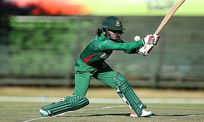 Nigar Sultana Joty of Bangladesh plays a shot