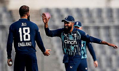 England celebrate a wicket