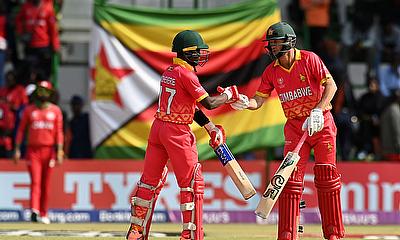 Wesley Madhevere and Sean Williams of Zimbabwe