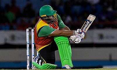 Azam Khan of Guyana Amazon Warriors hits 6 during