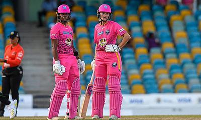 Hayley Matthews (L) and Gaby Lewis (R) of Barbados Royals