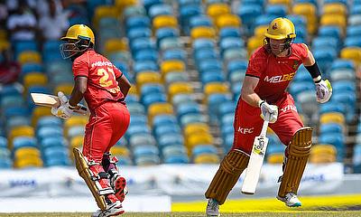 Mark Deyal (L) and Martin Guptill (R) of Trinbago Knight Riders