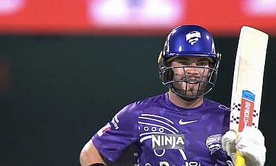 Caleb Jewell in action for Hobart Hurricanes