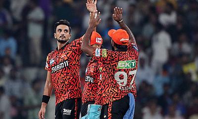 Sunrisers Hyderabad's Harshal Patel celebrates with teammates after bowling out Lucknow Super Giants' Aiden Markram Sunrisers Hyderabad's Harshal Patel celebrates with teammates after bowling out Lucknow Super Giants' Aiden Markram