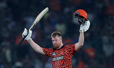 Sunrisers Hyderabad's Heinrich Klaasen celebrates reaching his century Sunrisers Hyderabad's Heinrich Klaasen celebrates reaching his century
