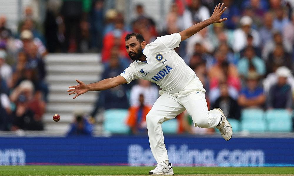 India's Mohammed Shami in action