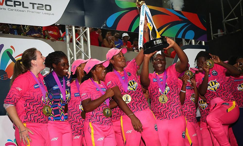 Hayley Matthews, captain of Barbados Royals lifts the Massy Women's Caribbean Premier League 2023