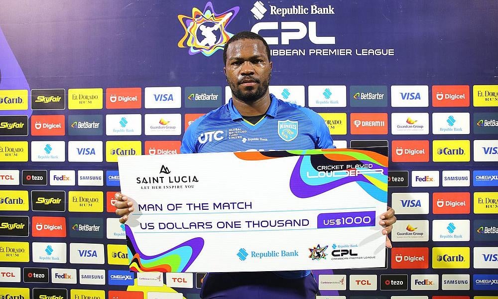 Man of the match, Johnson Charles of St Lucia Kings